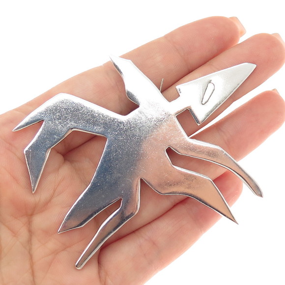 MILLICENT ROGERS 925 Sterling Silver Vintage Modernist Abstract Pin Brooch